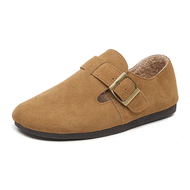 Women’s Maroon Cowhide Lambswool Covered Heel Birkenstocks