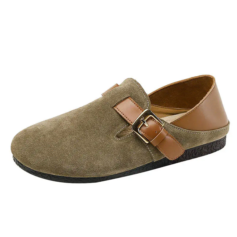 Women’s Olive Green Cowhide+Brown Strap+Brown Leather Heel Birkenstocks