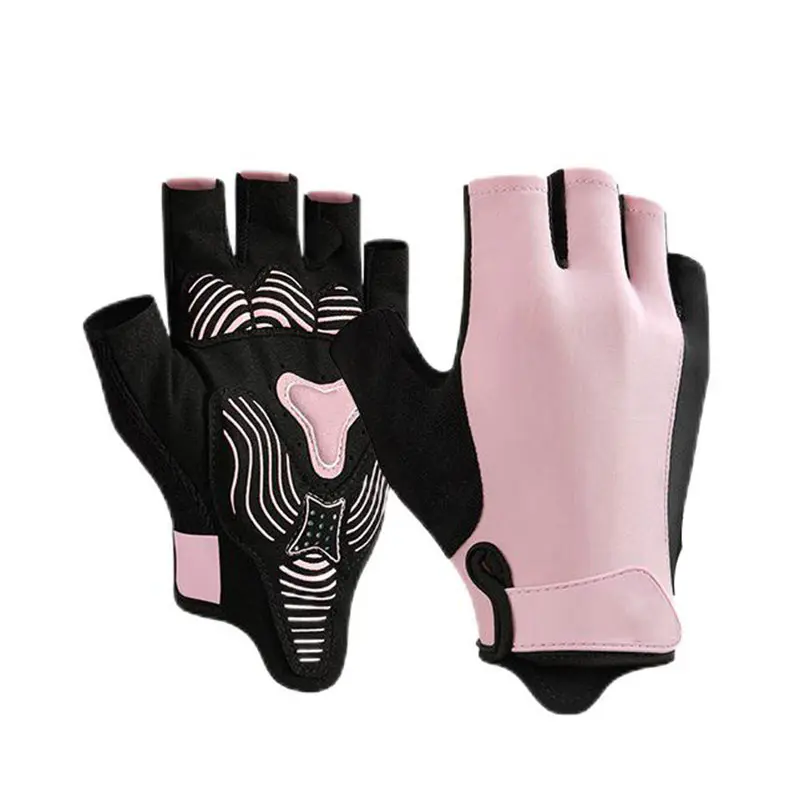 Women’s Pink and Black Fingerless Outdoor Cycling Gloves