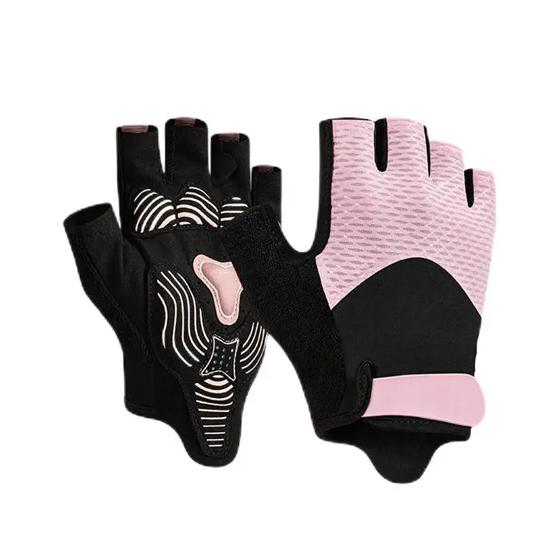 Women’s Pink and Black Fingerless Outdoor Cycling Gloves