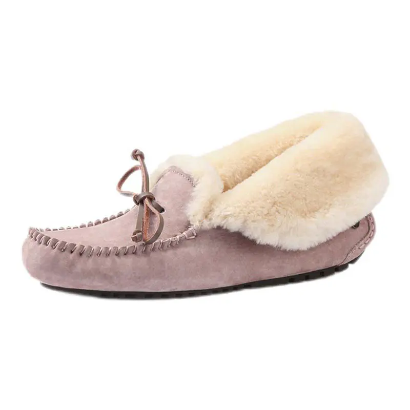 Women’s Pink Cowhide Wool Loafers