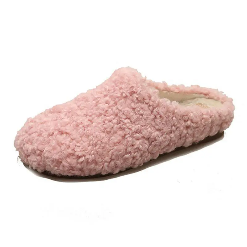 Women’s Pink Lamb Wool Covered Toe Slippers