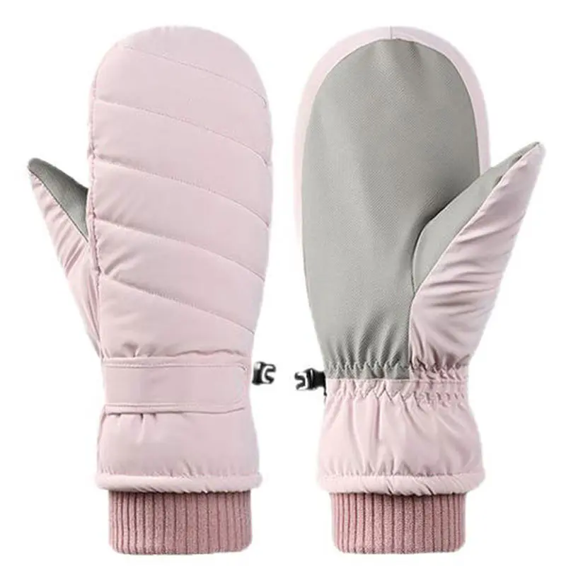 Women’s Pink Non-slip Warm Touch Screen Ski Mittens