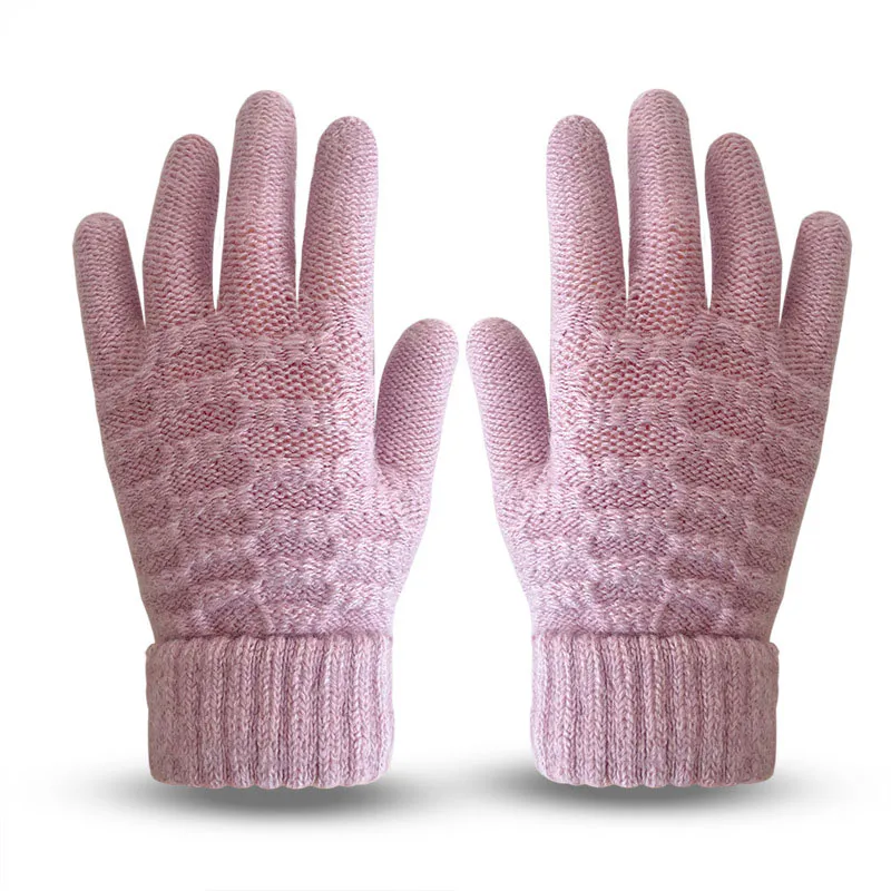 Women’s Pink Warm Wool Thickened Cold Weather Gloves