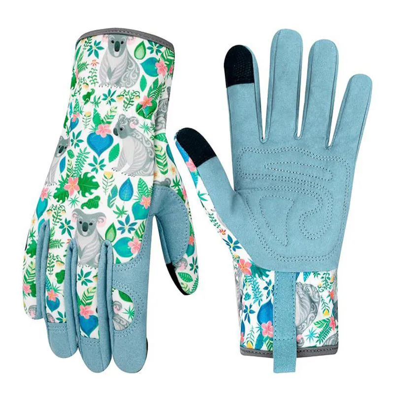 Women’s Printed Microfiber Touchscreen Leather Garden Gloves