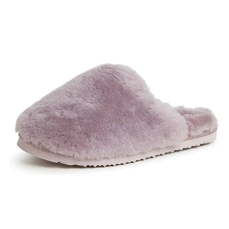 Women’s Purple Wool Covered Toe Slippers