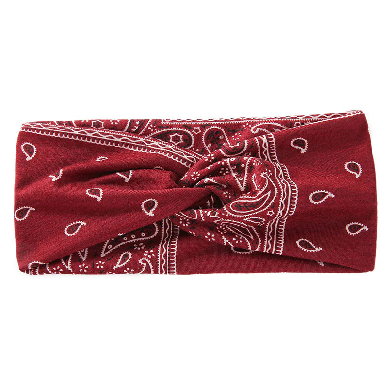 Women’s Red Cashew Print Sport Crossover Headband