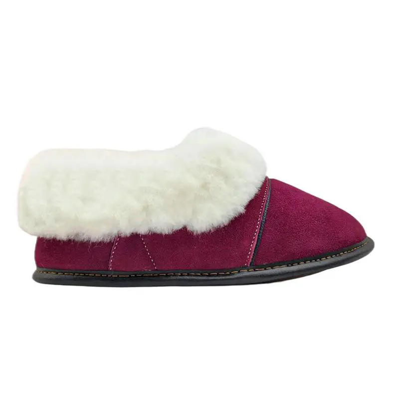 Women’s Rose Cow Suede Microfiber Sole Shearling Slippers