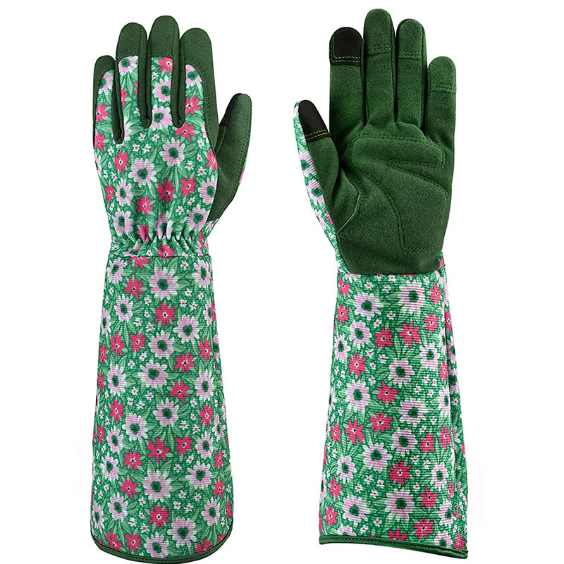 Women’s Rustic Microfiber Touchscreen Leather Long Garden Gloves