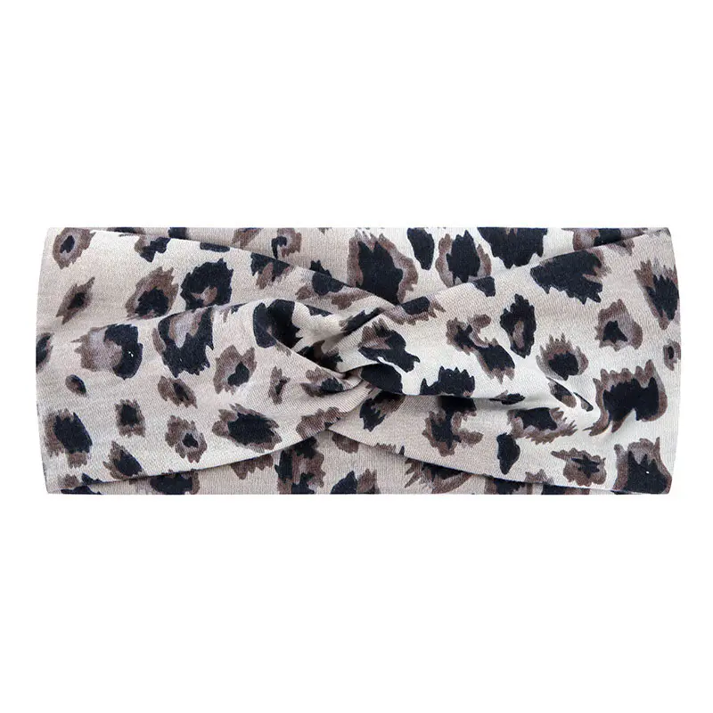 Women’s White Leopard Print Sport Crossover Headband