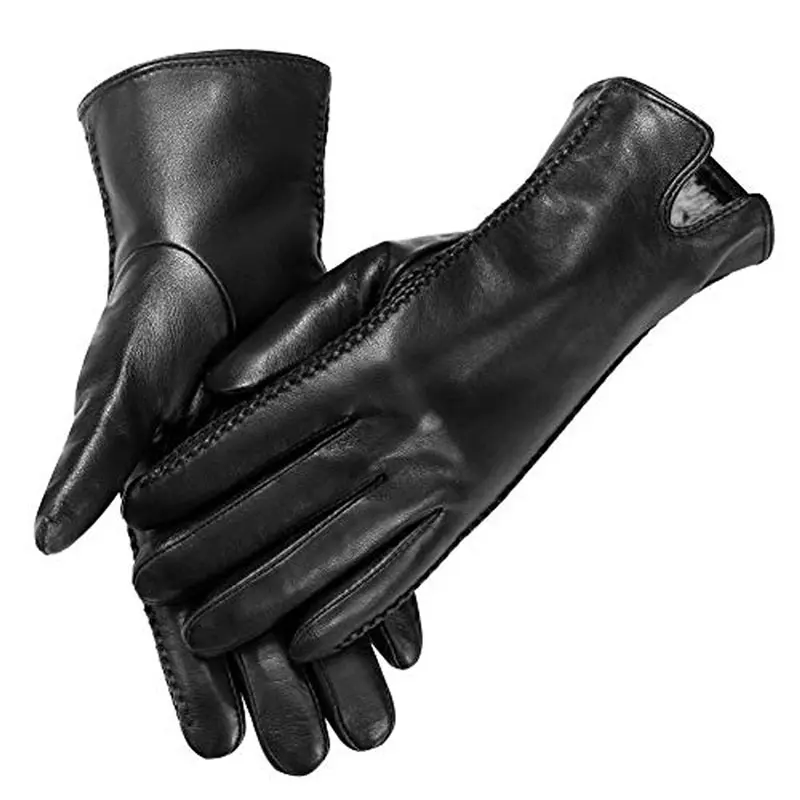 Women’s Winter Black Touchscreen Leather Gloves