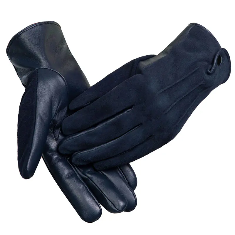 Women’s Winter Navy Touchscreen Leather Gloves
