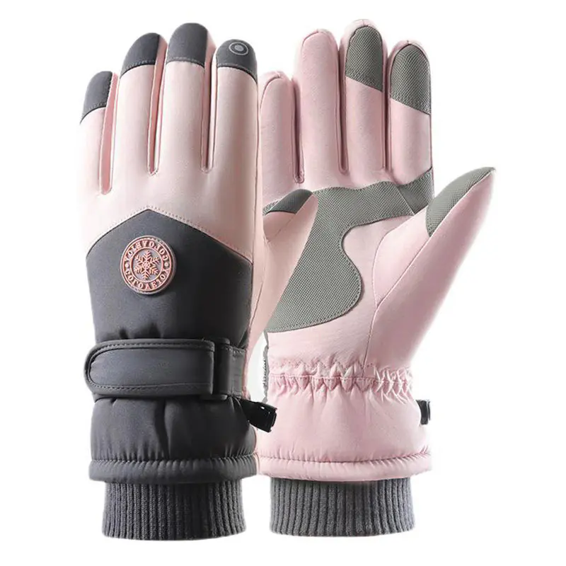 Women’s Winter Pink Non-slip Warm Touch Screen Ski Gloves