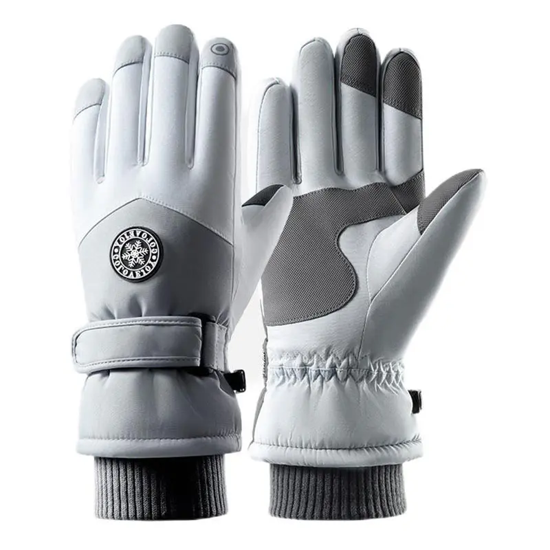 Men’s Grey Non-Slip Warm Touch Screen Ski Gloves
