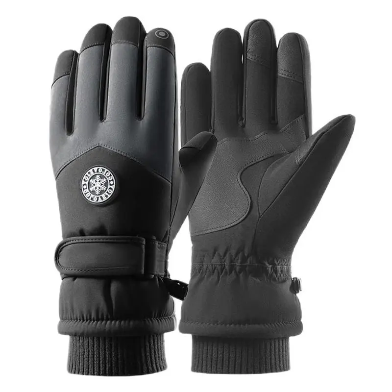 Men’s Black Non-slip Warm Touch Screen Ski Gloves