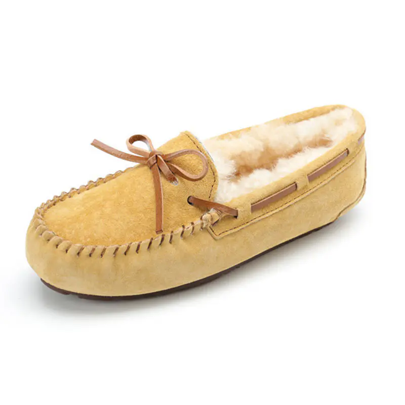 Women’s Yellow Cowhide Wool Loafers