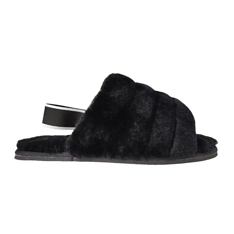 Wool Flat Slippers Elastic Heel Strap
